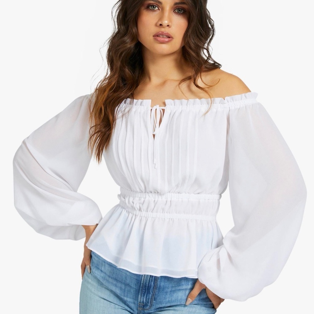 New Guess Elegant White Off-Shoulder Blouse size S